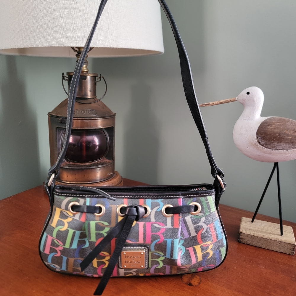 Dooney & Bourke Rainbow Logo Mini Coated Canvas Shoulder Bag Y2K
